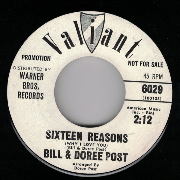 Bill & Doree Post : Sixteen Reasons / Valley High (7", Single, Promo)