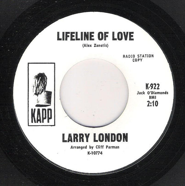 Larry London (3) : Come Back To Me / Lifeline Of Love (7", Promo)