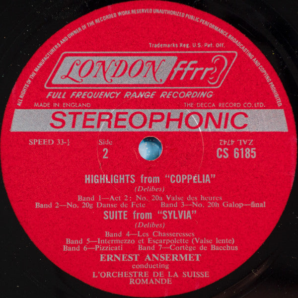 Ernest Ansermet : Highlights From Sylvia & Coppelia (LP, Album, RP)