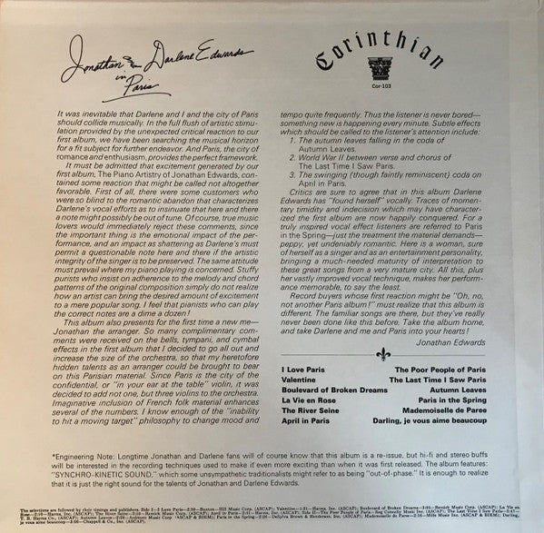 Jonathan And Darlene Edwards : In Paris (LP, Album, RE, RM)