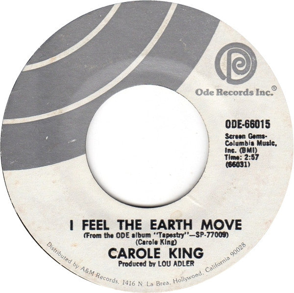 Carole King : It's Too Late / I Feel the Earth Move (7", RE, RP, Mon)