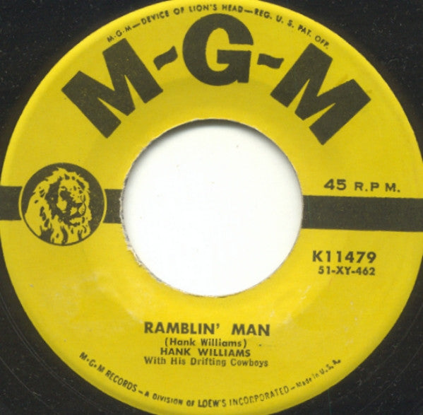 Hank Williams With His Drifting Cowboys : Take These Chains From My Heart / Ramblin' Man (7")