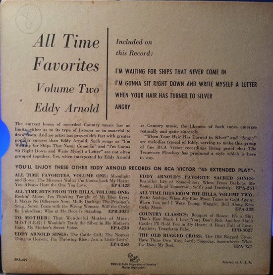 Eddy Arnold : All Time Favorites, Volume Two (7", EP)