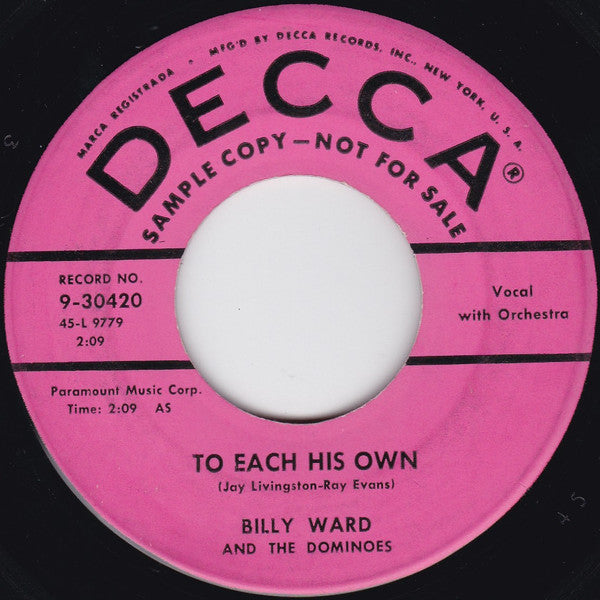 Billy Ward And The Dominoes* : I Don't Stand A Ghost Of A Chance With You (7", Single, Promo)