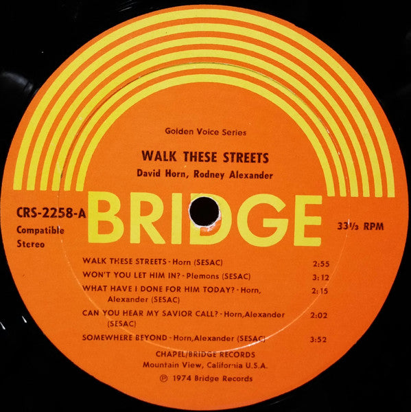 David Horn, Rod Alexander : Walk These Streets (LP)