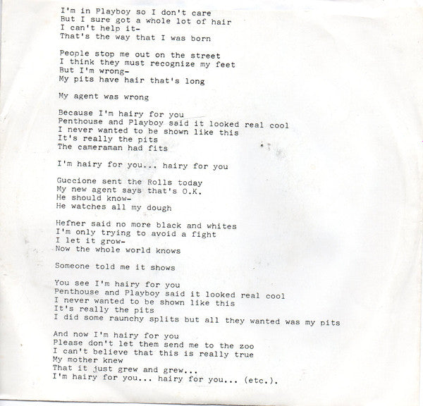 D'Monna : "Hairy For You" (7")