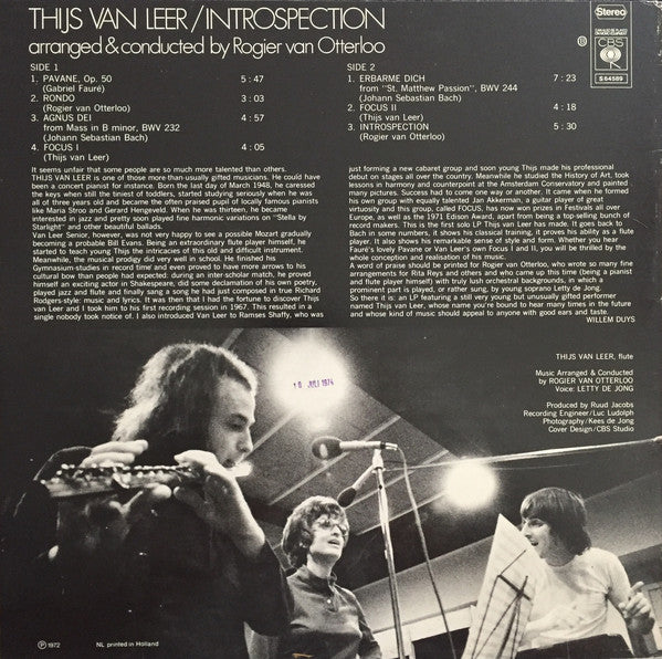 Thijs Van Leer : Introspection (LP, Album)