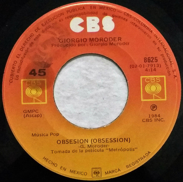 Bonnie Tyler / Giorgio Moroder : Aqui Esta Ella = Here She Comes / Obsesion = Obsession (7", Single)