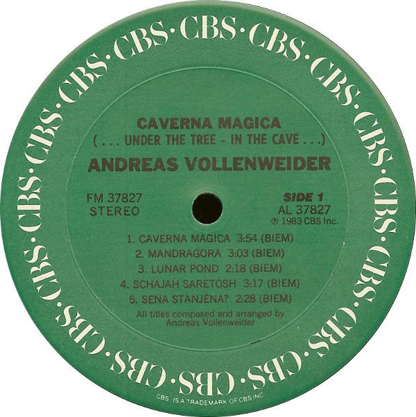 Andreas Vollenweider : Caverna Magica (...Under The Tree - In The Cave...) (LP, Album, Car)