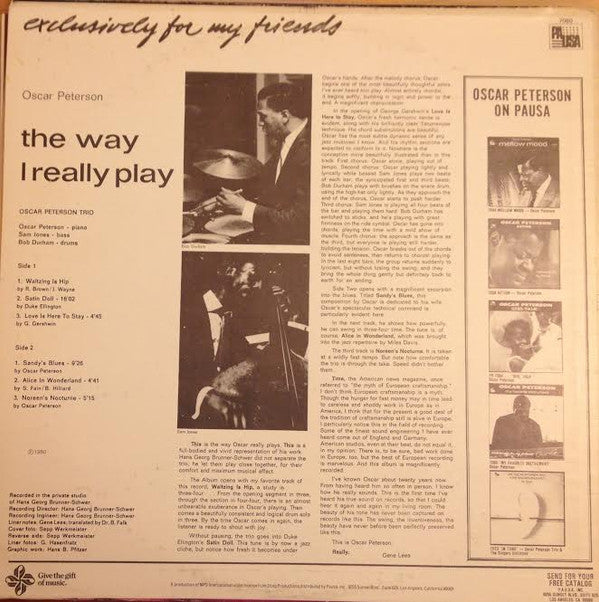 Oscar Peterson : The Way I Really Play (LP, Album, RE)