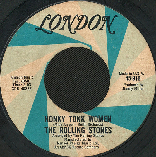 The Rolling Stones : Honky Tonk Women / You Can't Always Get What You Want (7", Single, Styrene, Mon)