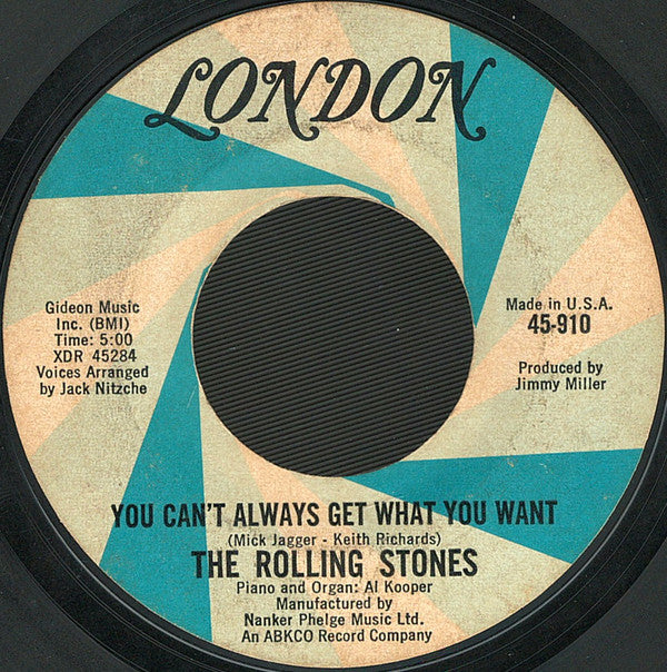 The Rolling Stones : Honky Tonk Women / You Can't Always Get What You Want (7", Single, Styrene, Mon)