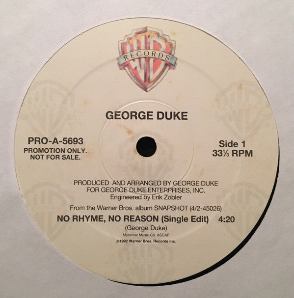 George Duke : No Rhyme, No Reason (12", Promo)