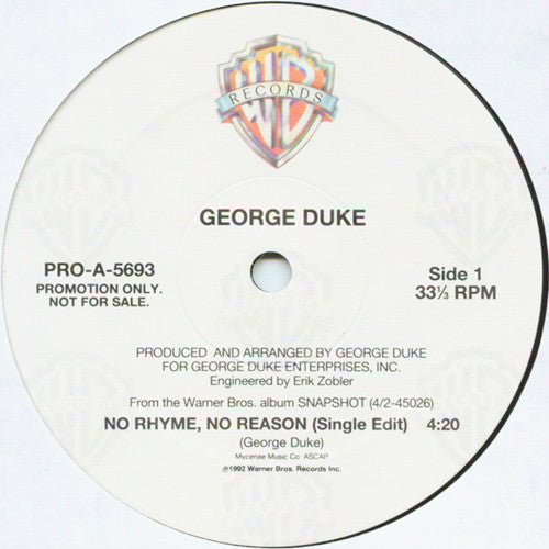 George Duke : No Rhyme, No Reason (12", Promo)
