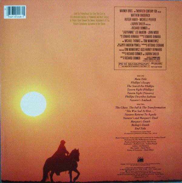 Andrew Powell & Philharmonia Orchestra : Ladyhawke (Original Motion Picture Soundtrack) (LP, Album)
