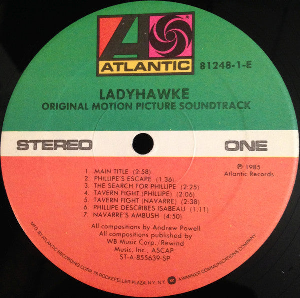 Andrew Powell & Philharmonia Orchestra : Ladyhawke (Original Motion Picture Soundtrack) (LP, Album)