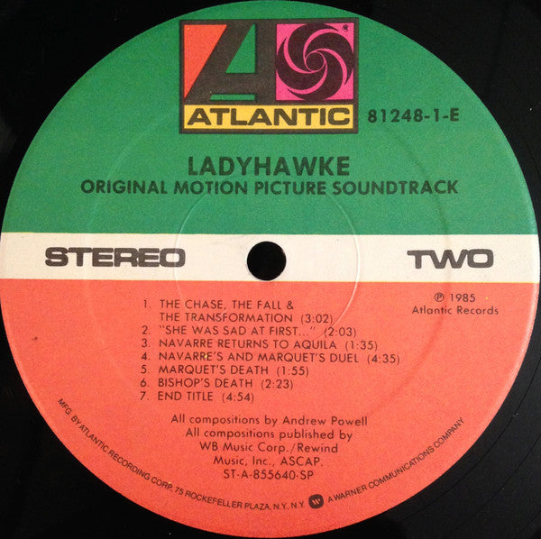 Andrew Powell & Philharmonia Orchestra : Ladyhawke (Original Motion Picture Soundtrack) (LP, Album)