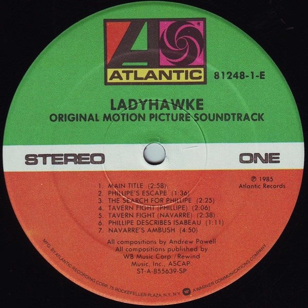 Andrew Powell & Philharmonia Orchestra : Ladyhawke (Original Motion Picture Soundtrack) (LP, Album)