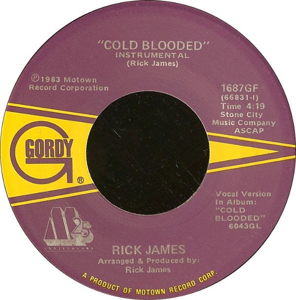 Rick James : Cold Blooded (7", Single)