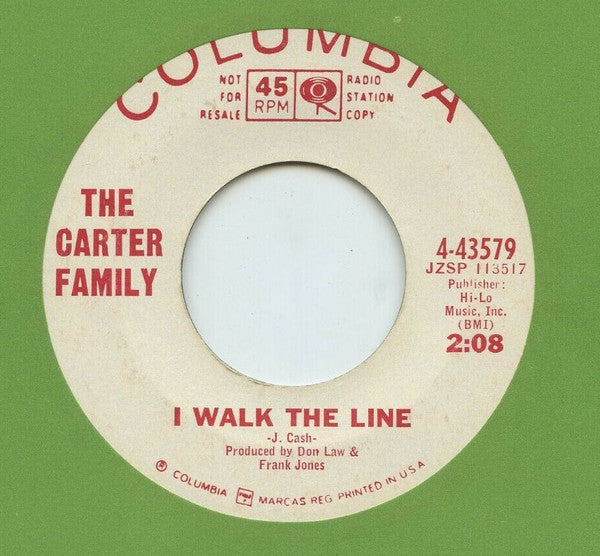 The Carter Family : I Walk The Line / For Lovin' Me (7", Promo)