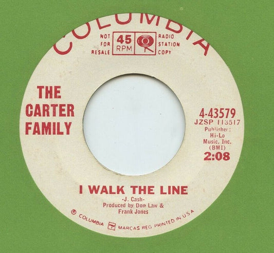 The Carter Family : I Walk The Line / For Lovin' Me (7", Promo)