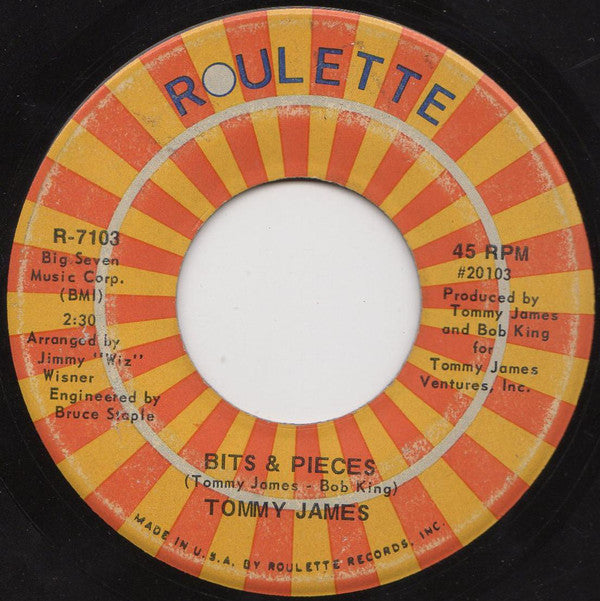 Tommy James : Draggin' The Line / Bits & Pieces (7", Single, Ind)