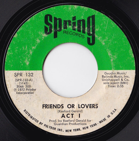 Act 1 : Friends Or Lovers (7", Styrene, Mon)