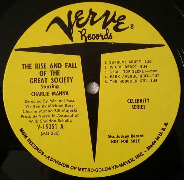 Charlie Manna : The Rise & Fall Of The Great Society (LP, Album, Mono, Promo)