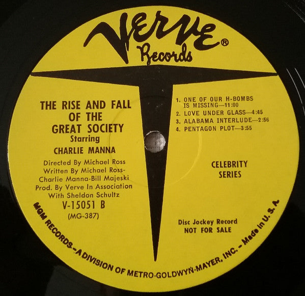 Charlie Manna : The Rise & Fall Of The Great Society (LP, Album, Mono, Promo)