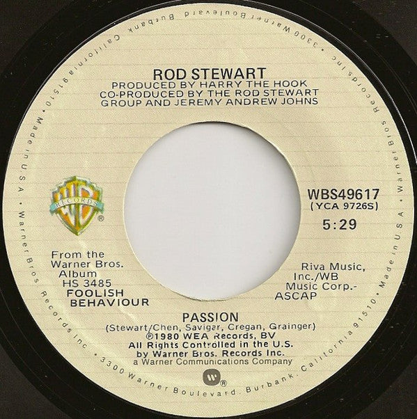 Rod Stewart : Passion (7", Single, Styrene, All)