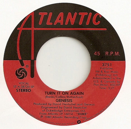 Genesis : Turn It On Again (7", Single, Spe)