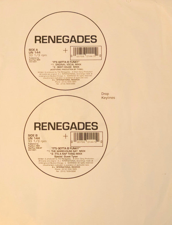 The Renegades : It's Gotta B Funky (12", TP)