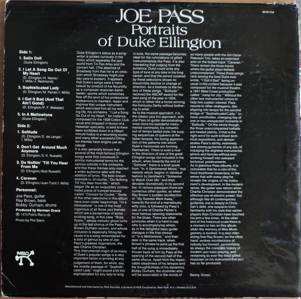 Joe Pass : Portraits Of Duke Ellington (LP, Album)