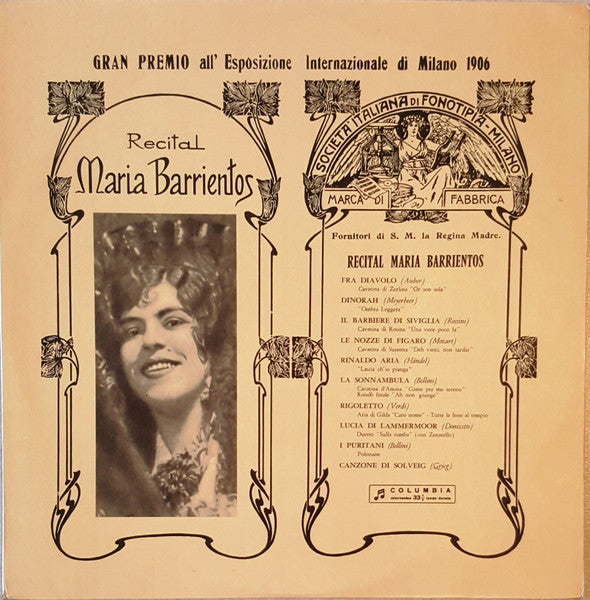 Maria Barrientos : Recital Maria Barrientos (LP, Comp, Mono)