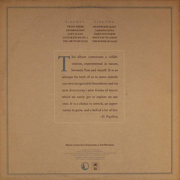 Dan Fogelberg & Tim Weisberg : Twin Sons Of Different Mothers (LP, Album, Ter)