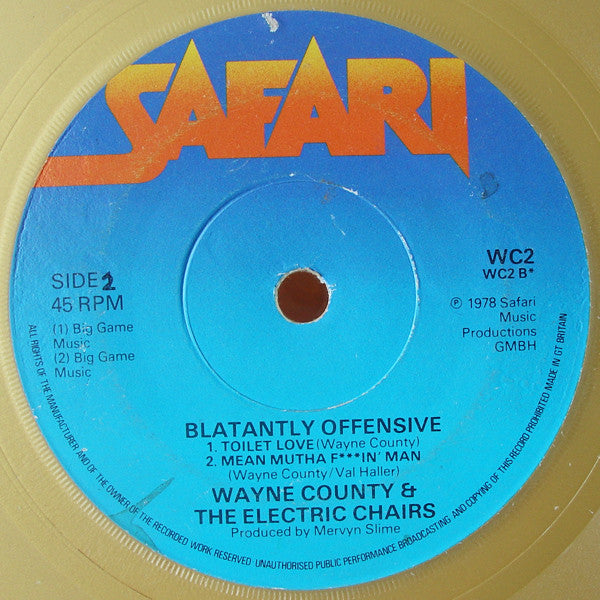 Wayne County And The Electric Chairs : Blatantly Offenzive E.P. (7", EP, Gol)