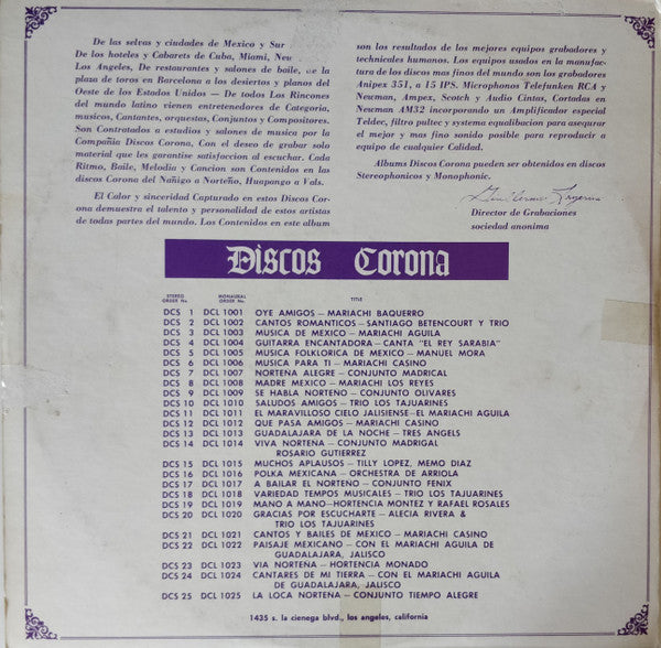 Trio Los Tajuarines : Variedad Tempos Musicales (LP)