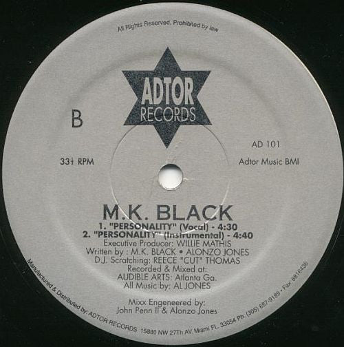 M.K. Black : Sleeping In The Grave / Personality (12")