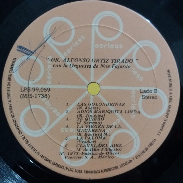 Dr. Alfonso Ortiz Tirado* Con La Orquesta De Noé Fajardo : Dr. Alfonso Ortiz Tirado Con La Orquesta De Noe Fajardo (LP, Album)