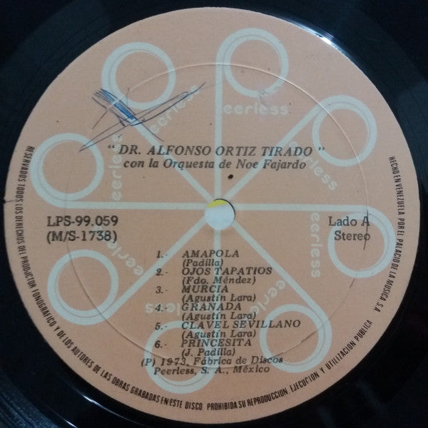 Dr. Alfonso Ortiz Tirado* Con La Orquesta De Noé Fajardo : Dr. Alfonso Ortiz Tirado Con La Orquesta De Noe Fajardo (LP, Album)
