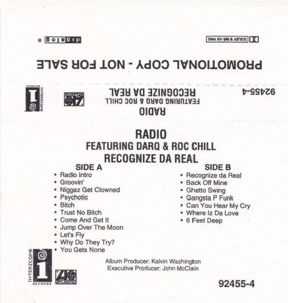 Radio (5) Featuring, DarQ &, Roc Chill : Recognize Da Real (Cass, Album, Promo)