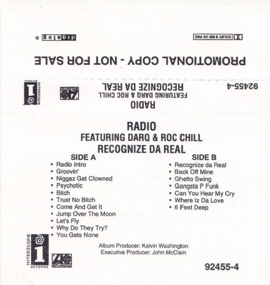 Radio (5) Featuring, DarQ &, Roc Chill : Recognize Da Real (Cass, Album, Promo)