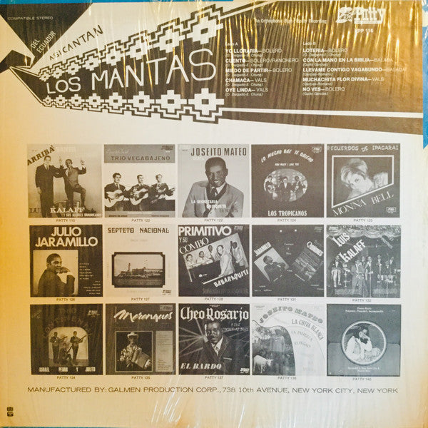 Los Mantas, Duo Los Mantas : Del Ecuador Asi Cantan Los Mantas  (LP, Album)
