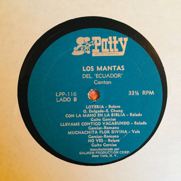 Los Mantas, Duo Los Mantas : Del Ecuador Asi Cantan Los Mantas  (LP, Album)