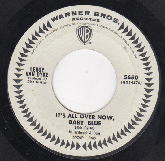 Leroy Van Dyke : It's All Over Now Baby Blue (7", Single)