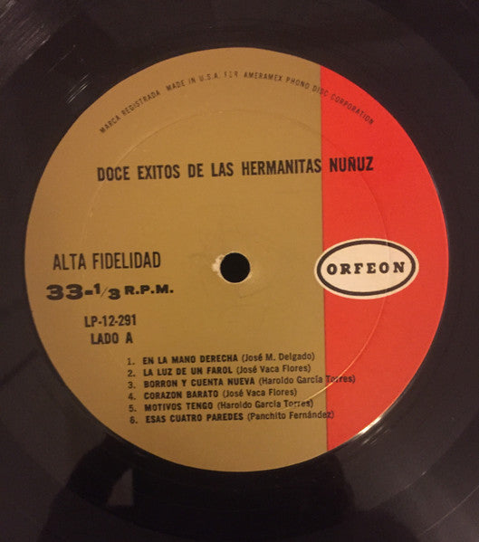 Hermanitas Núñez : 12 Exitos De Las Hermanitas Núñez (LP, Album, Mono)