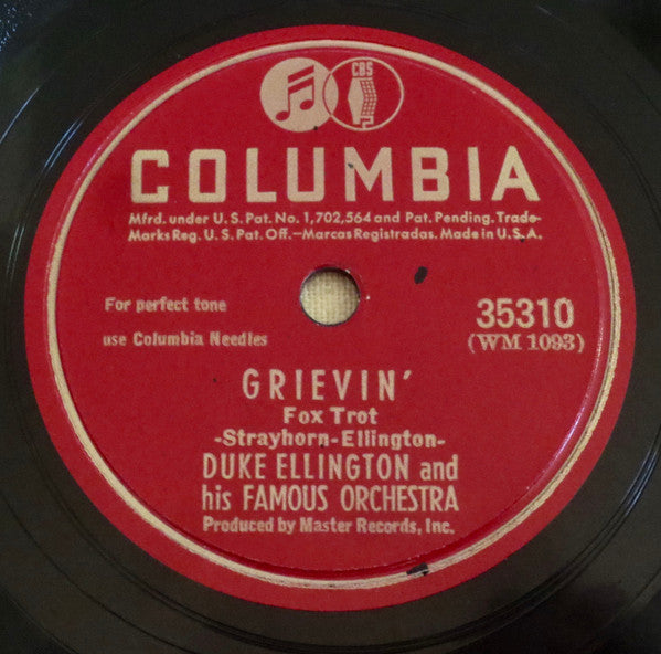 Duke Ellington And His Famous Orchestra* : Grievin' / Tootin' Through The Roof (Shellac, 10", RP)