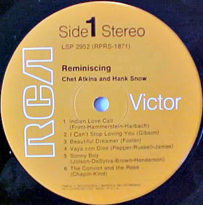 Chet Atkins And Hank Snow : Reminiscing (LP, Album, RE, Hol)