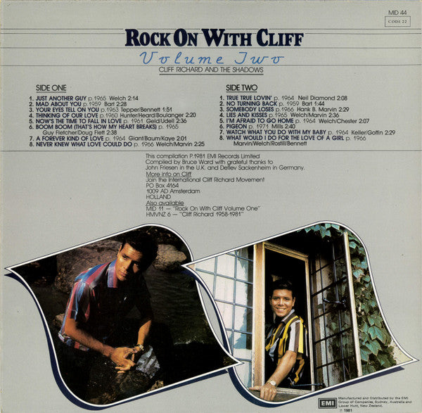 Cliff Richard & The Shadows : Rock On With Cliff Volume Two (LP, Comp)
