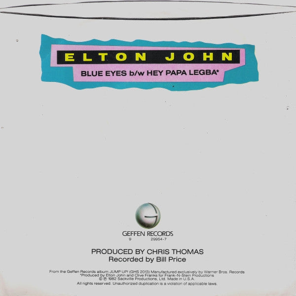 Elton John : Blue Eyes (7", Single, All)